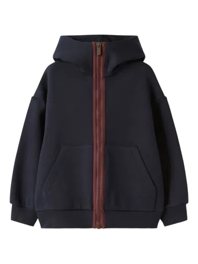 Il Gufo Kids' Hooded Zip Jacket In Blue