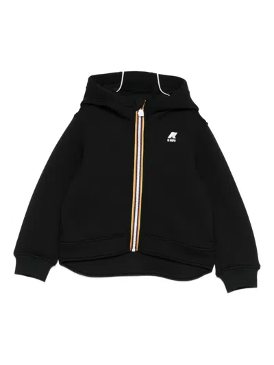 Il Gufo Kids' Hooded Zip-up Top In Black