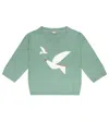 Il Gufo Intarsia Cotton Sweater In Sage Green/crab Orange