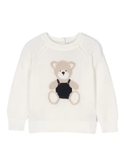 Il Gufo Babies' Intarsia-knit Cotton Jumper In White
