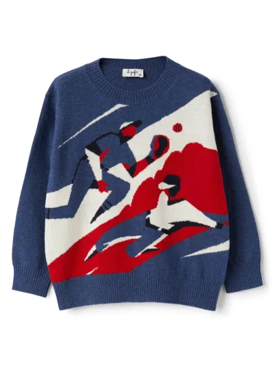 Il Gufo Kids' Intarsia-knit Jumper In 蓝色