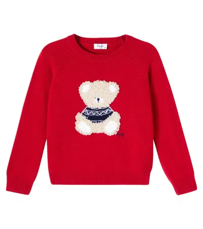 Il Gufo Kids' Intarsia Virgin Wool Sweater In Red