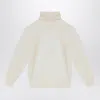 Il Gufo Ivory Turtleneck Sweater In Wool