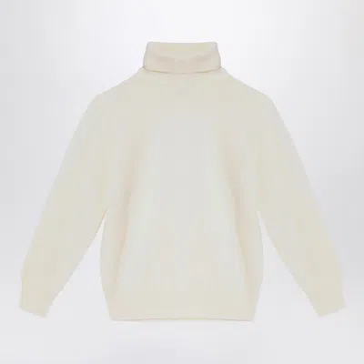 Il Gufo Kids' Ivory Turtleneck Sweater In Wool In White