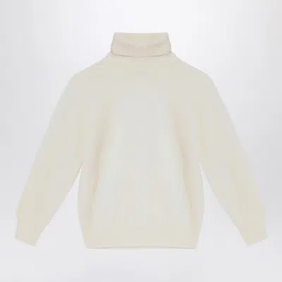 Il Gufo Ivory Turtleneck Sweater In Wool In White