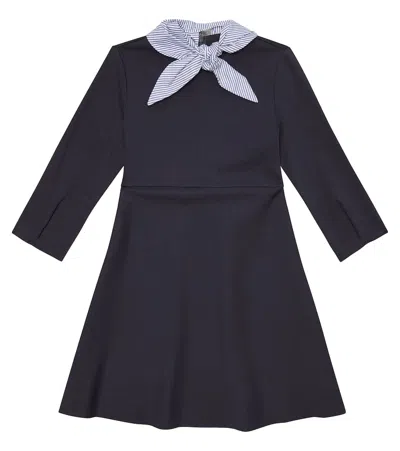 Il Gufo Kids' Jersey Dress In Blue/ocean Blue