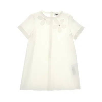 Il Gufo Jersey Mini Dress With Flowers Details Kids In White