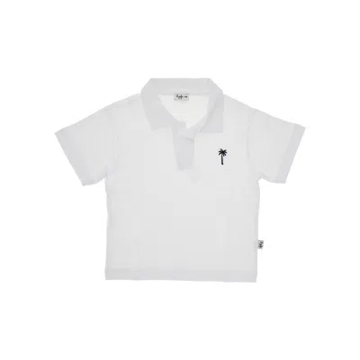 Il Gufo Jersey Polo Shirt With Embroidered Palm Kids In White