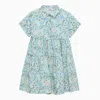 Il Gufo Juniper-coloured Cotton Floral Print Dress In Multicolor