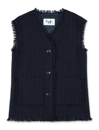 Il Gufo Kid - Long Tweed Vest In Black