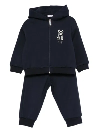Il Gufo Kids' Mini Hoodie Sweatshirt With Zip Closure And Embroidery In Blue