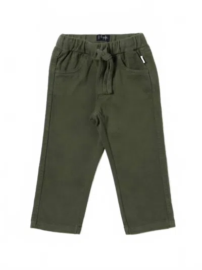 Il Gufo Kids With Elastic Band Pant In Khaki Green