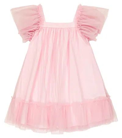 Il Gufo Kids' Layered Minidress In Old Rose/pearl Rose