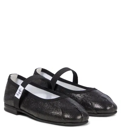 Il Gufo Kids' Leather Ballet Flats In Black