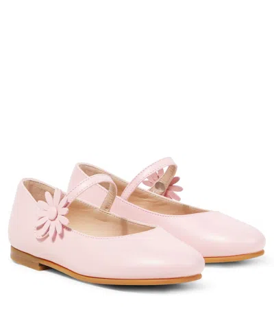 Il Gufo Kids' Leather Ballet Flats In Pink