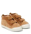 Il Gufo Leather-trimmed Teddy Sneakers In Beige