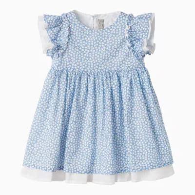 Il Gufo Babies' Light Blue Dress With Cotton Flower Print