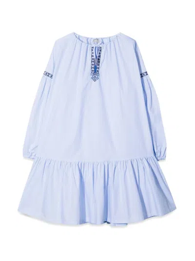 Il Gufo Kids' Light Blue M/long Dress In Azure