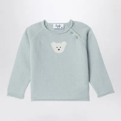 Il Gufo Light Green Wool Pullover In Blue
