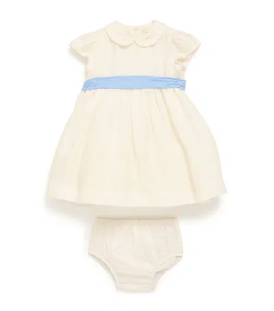 Il Gufo Kids' Linen-blend Belt-detail Dress In White