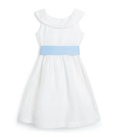 Il Gufo Kids' Linen-blend Bow-belt Dress In White