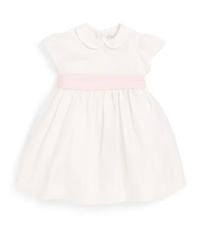 Il Gufo Kids' Linen-blend Bow-embellished Dress In White