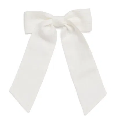 Il Gufo Kids' Linen-blend Bow Hair Clip In White