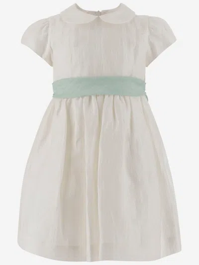 Il Gufo Kids' Linen Blend Dress In White