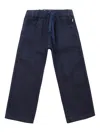 Il Gufo Kids' Linen Drawstring-waist Trousers In Blue