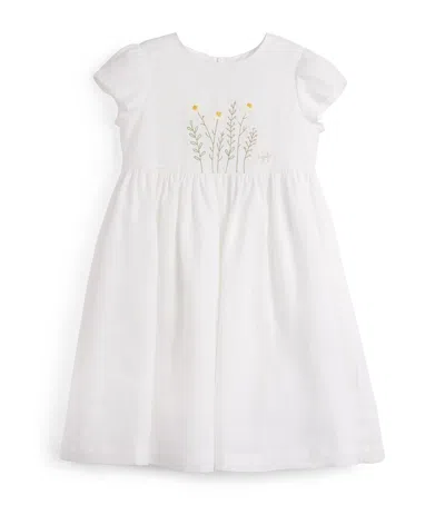 Il Gufo Kids' Linen Embroidered Dress In White