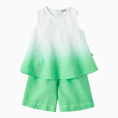 Il Gufo Kids' Linen Faded Lime Green Two-piece Suit