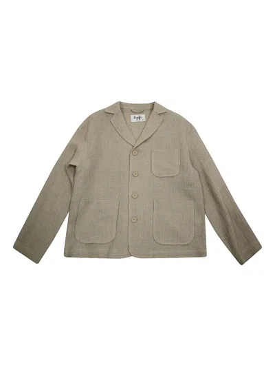 Il Gufo Kids' Linen Jacket In 绿色