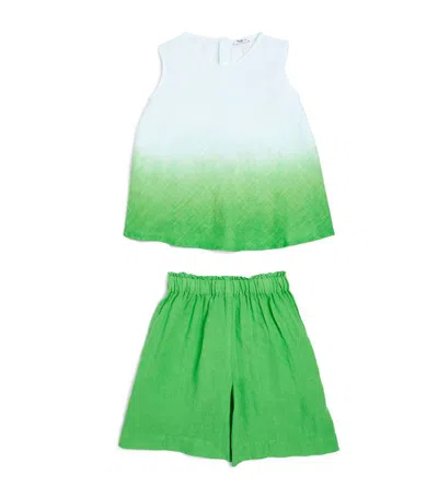 Il Gufo Kids' Linen Ombré 2-piece Set (3-12 Years) In Green