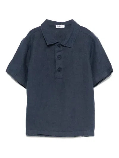 Il Gufo Babies' Linen Polo Shirt In Blue