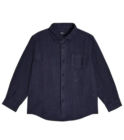 Il Gufo Kids' Linen Polo Shirt In Blue