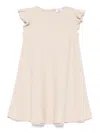 Il Gufo Linen Ruffled Dress In Neutrals