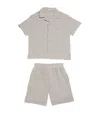 Il Gufo Linen Shirt And Shorts Set In Grey