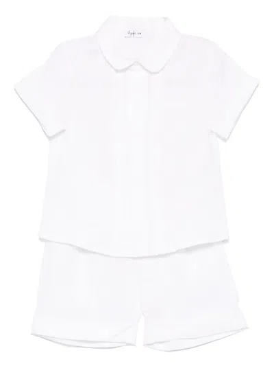 Il Gufo Babies' Linen Shirt And Shorts Set In White