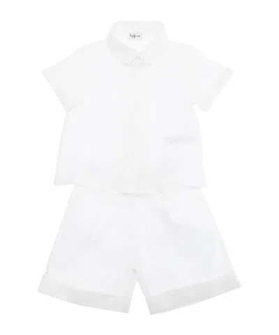 Il Gufo Linen Shirt And Shorts Set In White