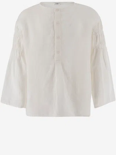 Il Gufo Kids' Linen Shirt With Gathers In White