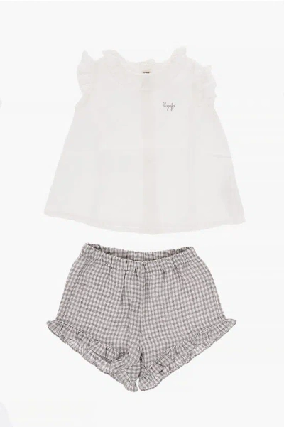 Il Gufo Linen Shorts And Dress Set In White
