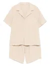 Il Gufo Linen Shorts And Shirt Set In 中性色