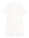 Il Gufo Linen Shorts And Shirt Set In 白色