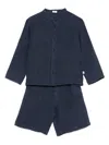 Il Gufo Linen Shorts Set In Blue