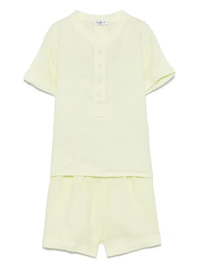 Il Gufo Babies' Linen Shorts Set In Green