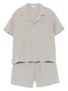 Il Gufo Linen Shirt And Shorts Set In Grey