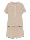 Il Gufo Linen Shorts Set In Neutrals