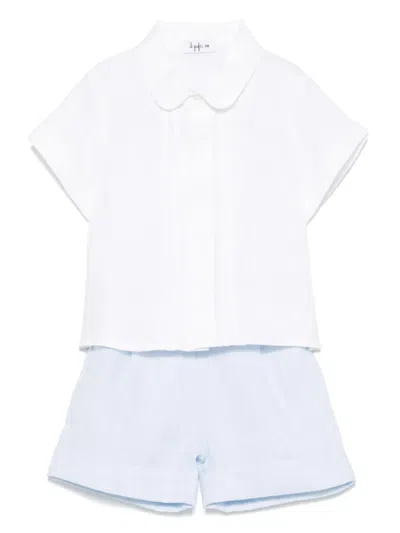 Il Gufo Babies' Linen Shorts Set In White