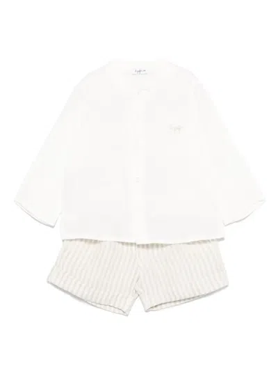 Il Gufo Babies' Linen Shorts Set In White
