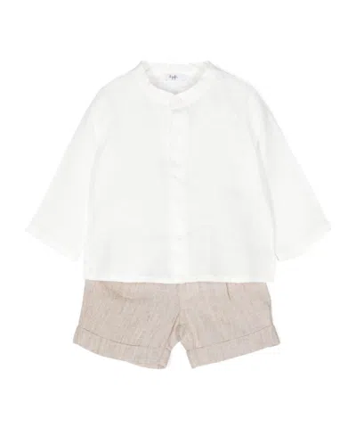 Il Gufo Linen Shorts Set In White